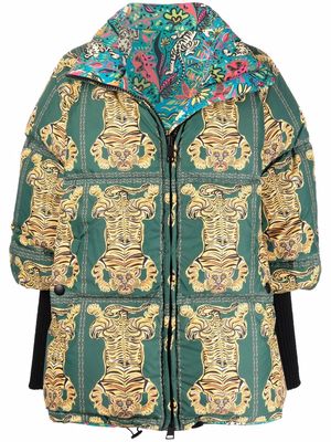 La DoubleJ St. Moritz tiger print puffer jacket - Green
