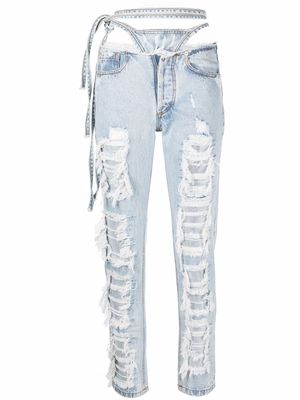Almaz crystal-embellished pantie jeans - Blue