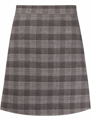 12 STOREEZ check-print A-line skirt - Brown