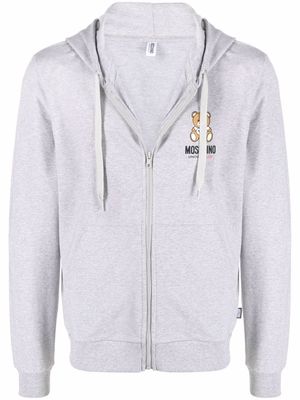 Moschino teddy-logo zipped hoodie - Grey