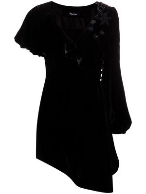 Parlor asymmetric velvet cocktail dress - Black