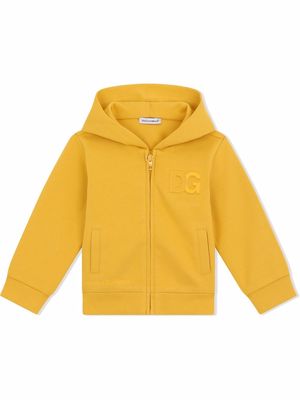 Dolce & Gabbana Kids logo-embossed zip-through hoodie - Yellow