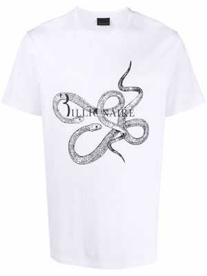 Billionaire snake-print logo T-shirt - White