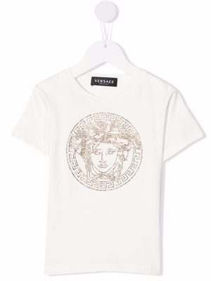 Versace Kids embellished-Medusa T-shirt - White