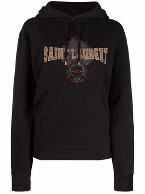 Saint Laurent Empiecement logo hoodie - Black