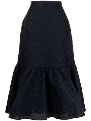 Erdem embossed floral-detail fluted skirt - Blue
