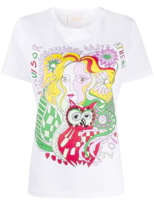 La DoubleJ Goddess Athena Placed print T-Shirt - White