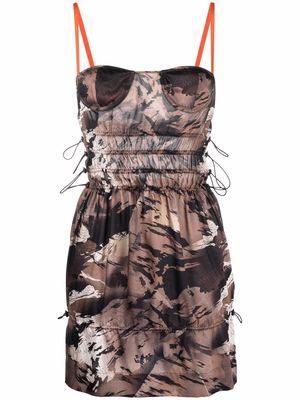 Heron Preston camouflage-print short dress - Brown