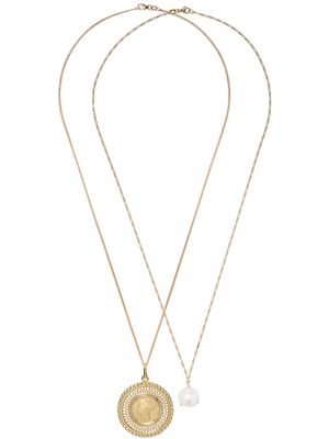 Wouters & Hendrix Gold 18kt gold pearl and coin pendant necklaces - YELLOW GOLD