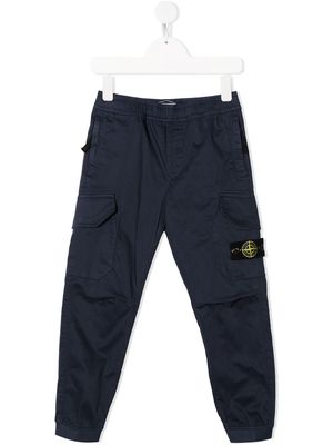 Stone Island Junior compass-patch cargo trousers - Blue