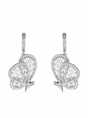 Boghossian 18kt white gold Titanium Fiber butterfly diamond small earrings - Silver