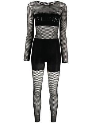 Philipp Plein mesh-panelled jumpsuit - Black