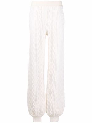 AMI AMALIA cable-knit straight trousers - White