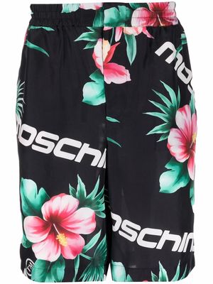Moschino floral-print silk shorts - Black