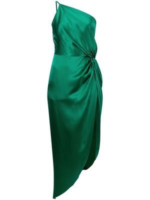 Michelle Mason knot-detail one-shoulder dress - Green
