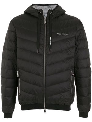Armani Exchange logo zipped hooded jacket - Black