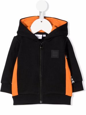 BOSS Kidswear logo-patch colour-block jersey jacket - Black