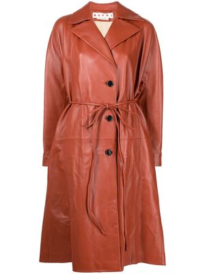 Marni belted leather trench coat - Brown