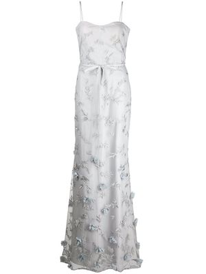 Marchesa Notte Bridesmaids embroidered floor-length gown - Grey