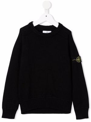 Stone Island Junior logo patch knit jumper - Black