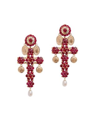 Dolce & Gabbana Family cross clip-on earrings - Gold