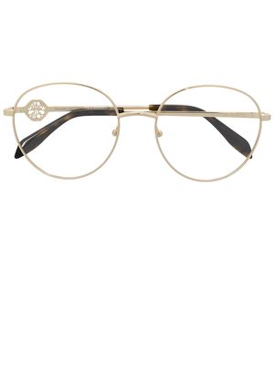 Alexander McQueen Eyewear round frame glasses - Gold