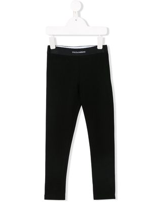 Dolce & Gabbana Kids logo waistband leggings - Black