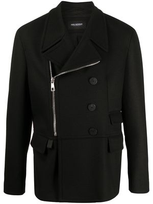Neil Barrett asymmetric zip-fastening coat - Black