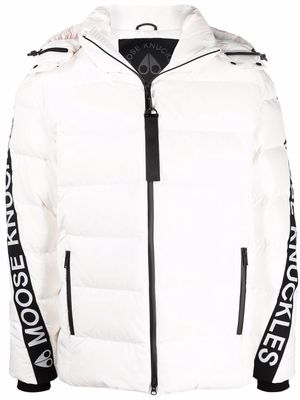 Moose Knuckles Naufrage logo-tape padded down coat - White