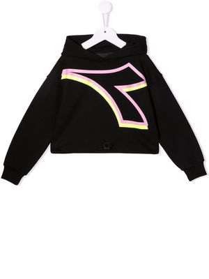 Diadora Junior logo-print cotton hoodie - Black