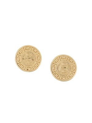 Givenchy Pre-Owned 1980s logo-embossed clip-on earrings - Gold