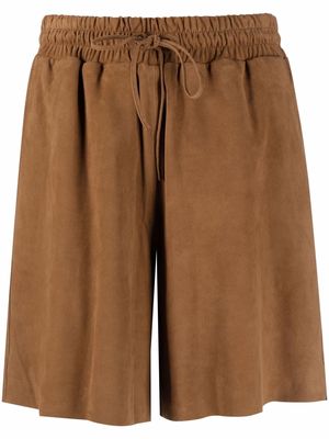 P.A.R.O.S.H. elasticated waistband suede shorts - Brown
