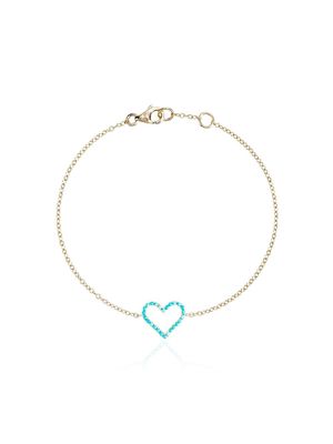 Rosa de la Cruz 18kt yellow gold turquoise heart bracelet - Blue