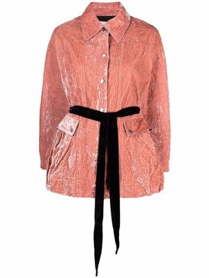 Tory Burch tie-fastening velour jacket - Pink