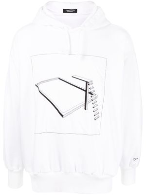 UNDERCOVER graphic print drawstring hoodie - White