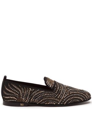 Dolce & Gabbana rhinestone-embellished slippers - Black