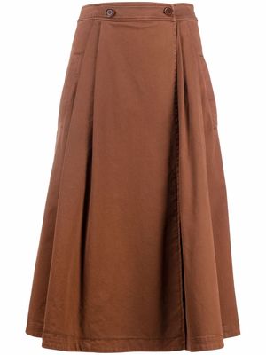 ASPESI pleated A-line skirt - Brown