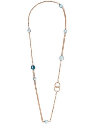 Pomellato 18kt white and rose gold Nudo blue topaz and diamond necklace