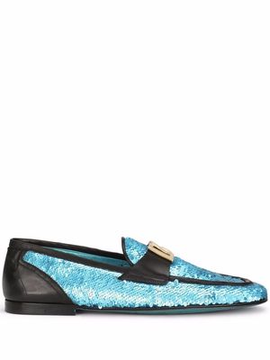 Dolce & Gabbana Ariosto sequin-embellished slippers - Blue