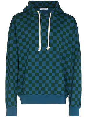 JW Anderson checkerboard print hoodie - Blue