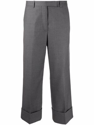 Thom Browne cuffed-hem cropped trousers - Grey