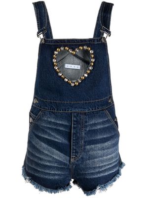 AREA heart cut-out denim playsuit - Blue