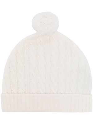 N.PEAL KIDS knitted organic cashmere hat - White