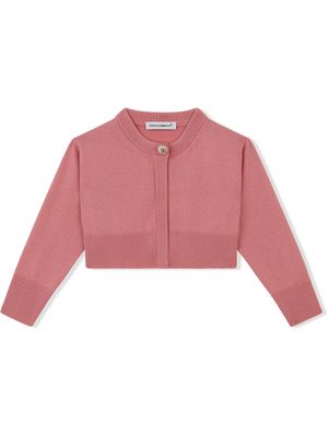 Dolce & Gabbana Kids cropped cotton-knit cardigan - Pink