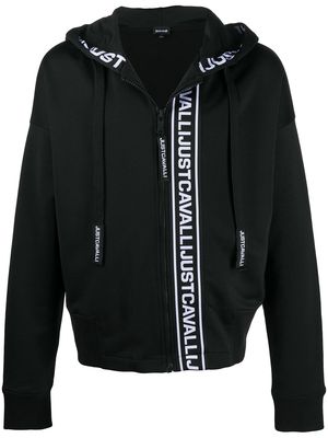 Just Cavalli logo-print zip-up hoodie - Black