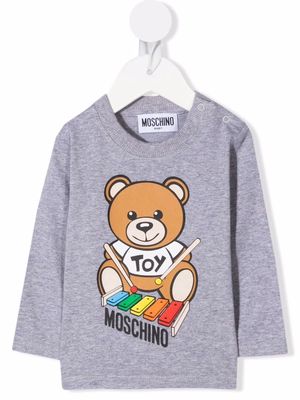 Moschino Kids bear logo print sweatshirt - Grey