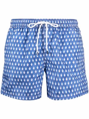 Fedeli penguin-print swim shorts - Blue