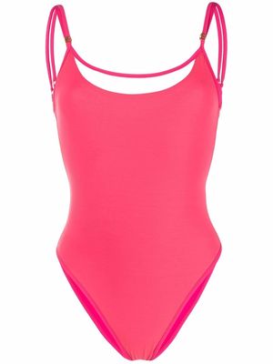 Balmain strap-detail swimsuit - Pink