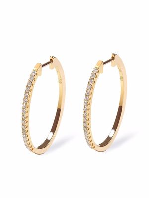 AS29 18kt yellow gold diamond oval hoop earrings