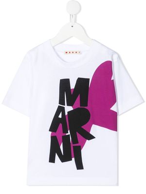 Marni Kids logo-print cotton t-shirt - White